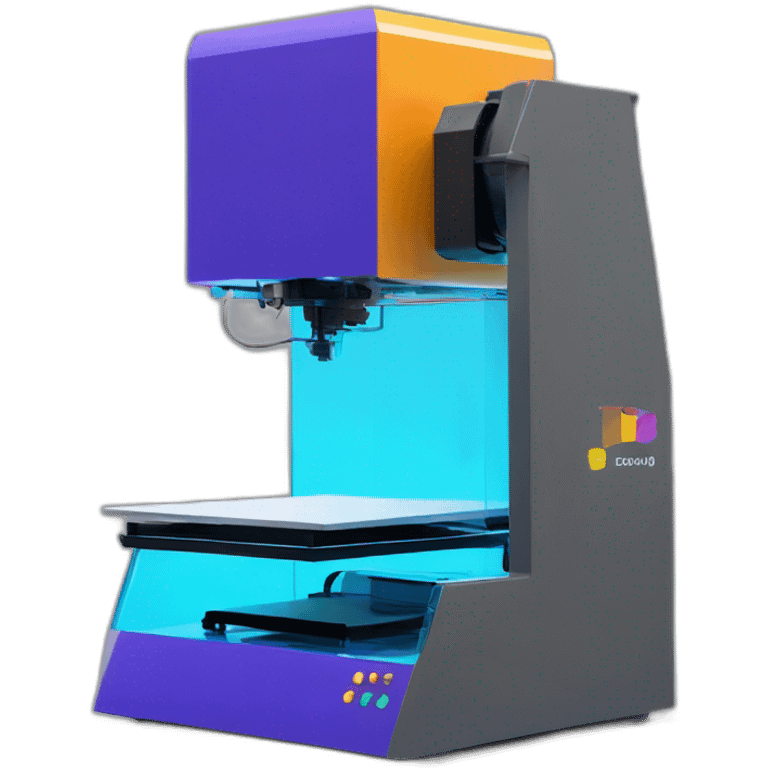 a 3d printer, bold colors facing forward,  emoji