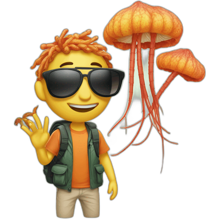 Cordyceps in aviators and t-shirts emoji