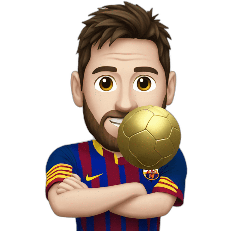 Messi with golden ball emoji