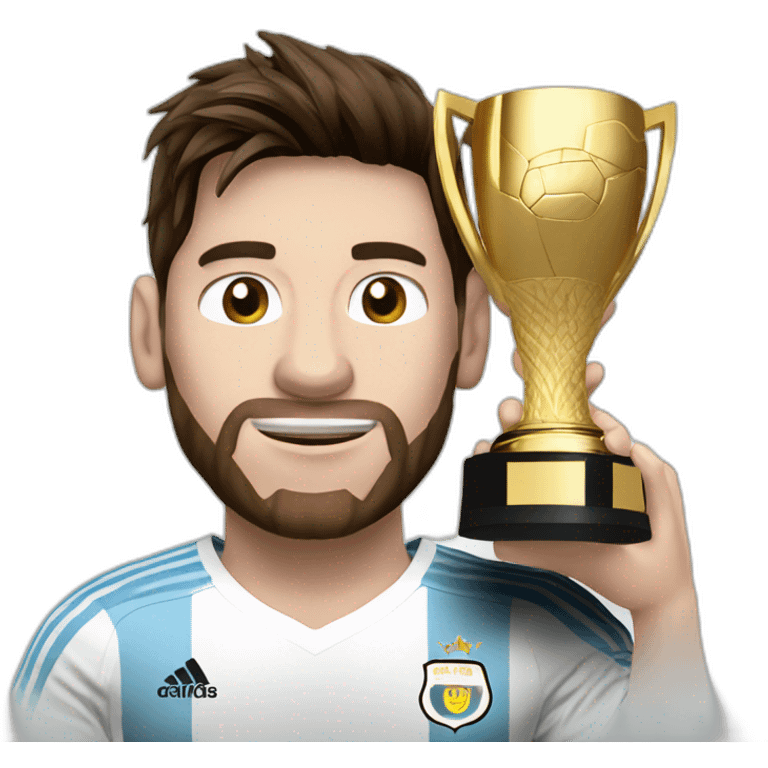 messi con la camiseta de argentina y la copa emoji