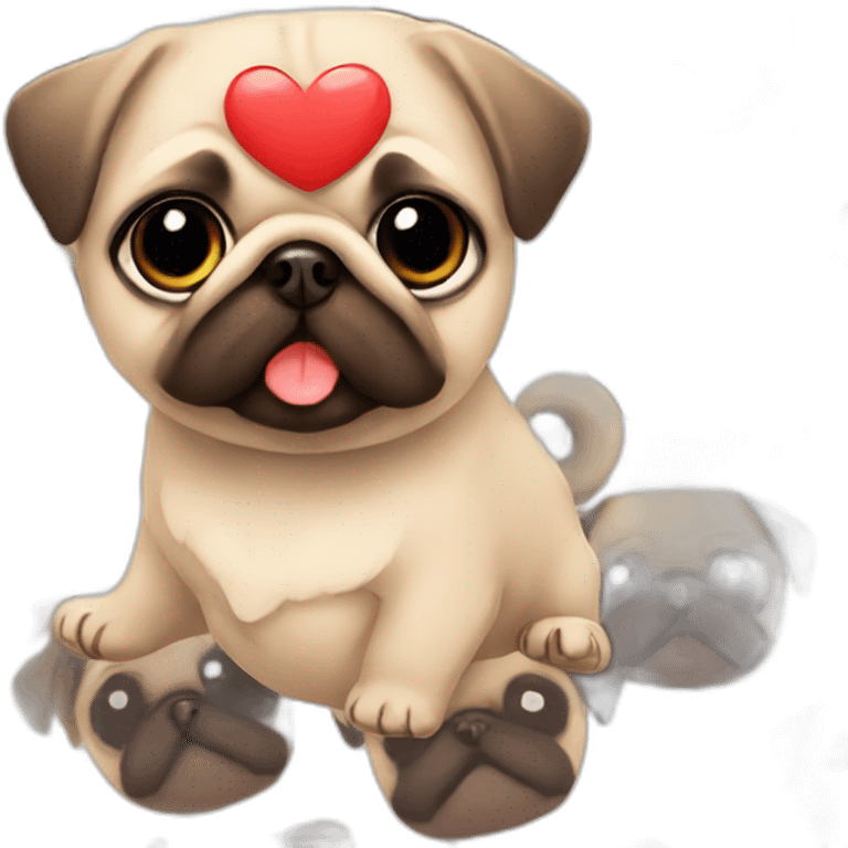 Cute pug in love emoji