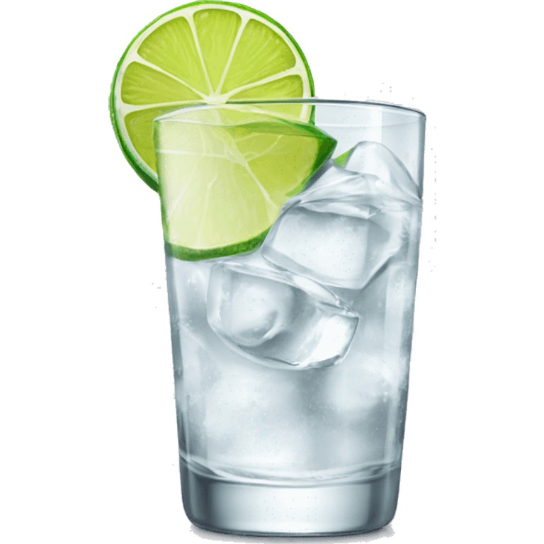 Vodka soda with a lime wedge on glass emoji