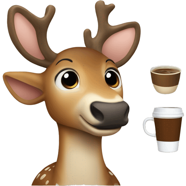 Deer drink coffee emoji