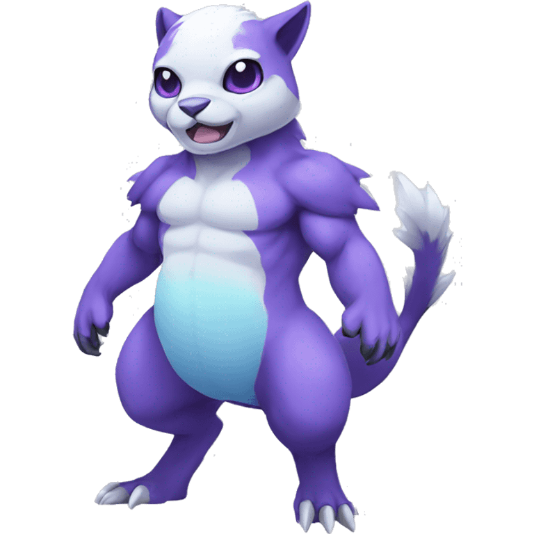 Cute cool purple white blue animal hybrid Fakemon full body emoji