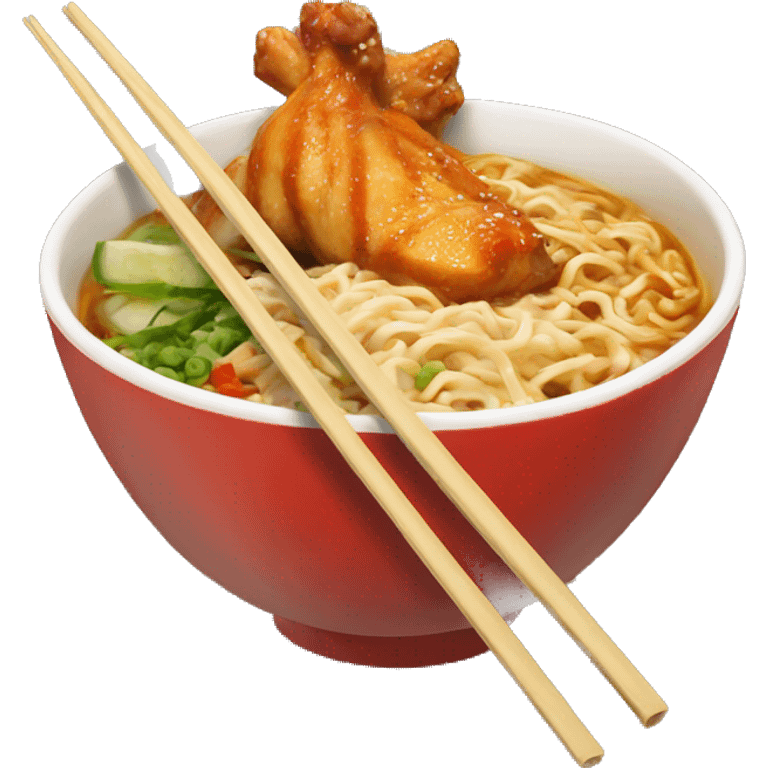 Spicy chicken Ramen Bowl with chopsticks  emoji