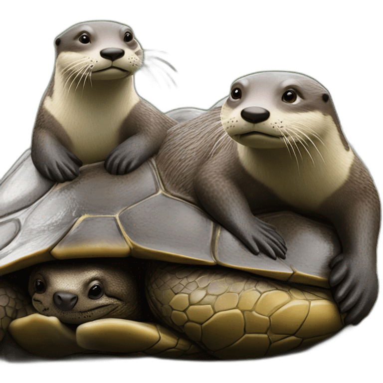 Une loutre sur une tortue emoji