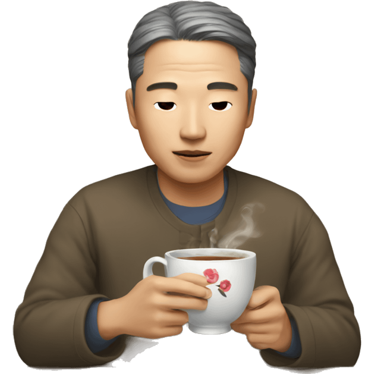 Korean man drinks tea emoji