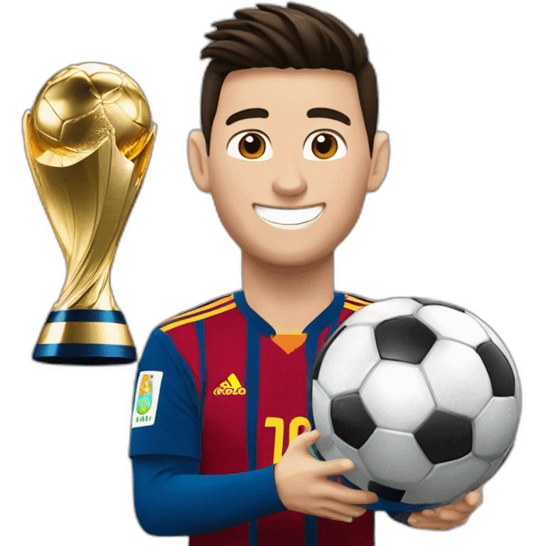 Cristiano avec messi et le trophée de la Coupe du monde emoji