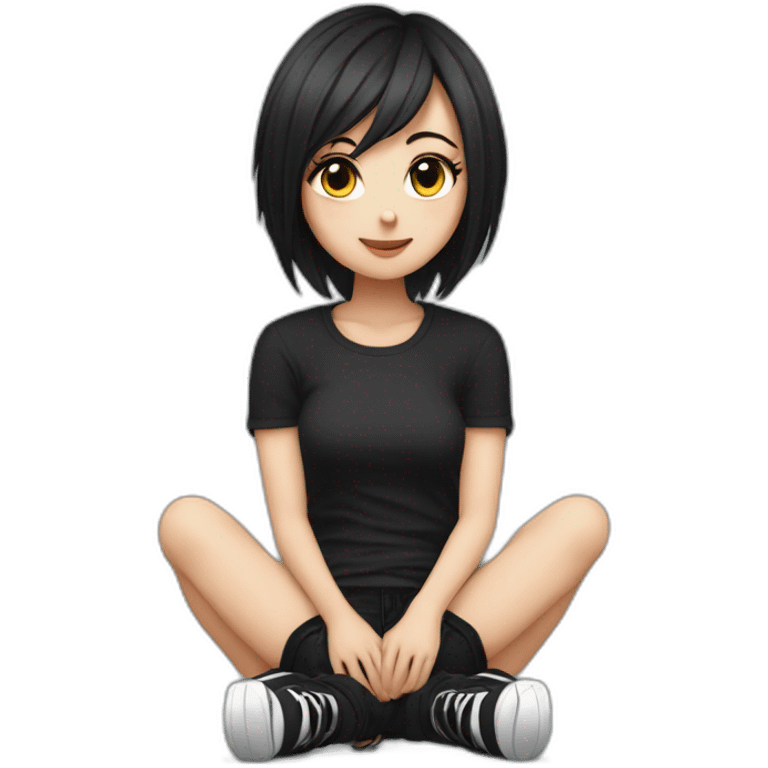 Full body curvy emo girl sits on the floor черная юбка белые трусики emoji