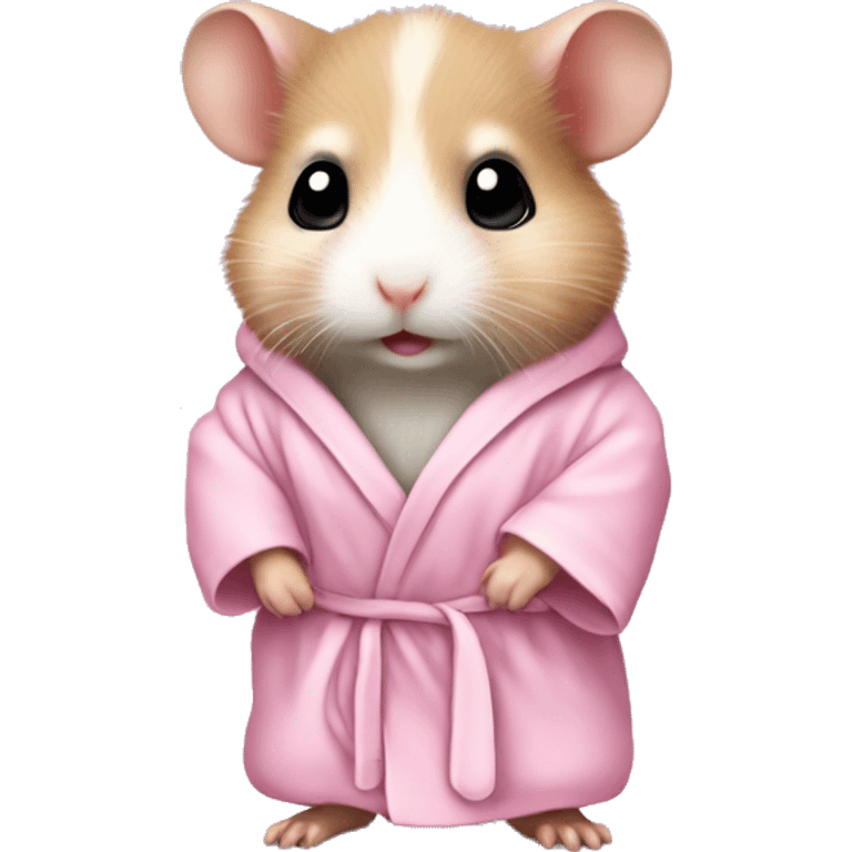 baby hamster in light pink robe full body emoji