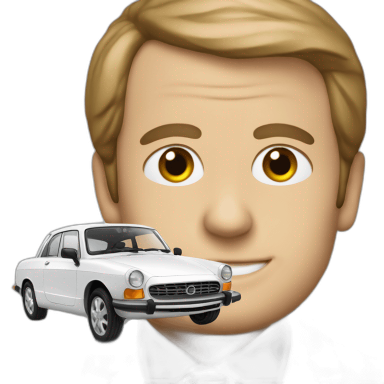 Macron with a car emoji