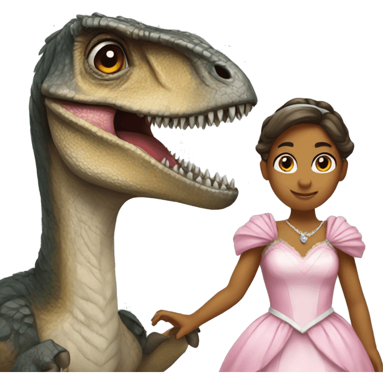 Velociraptor with a princess costume emoji