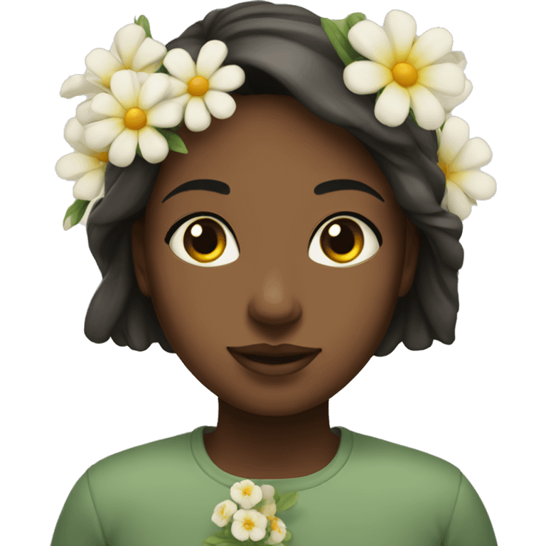 serene girl with flower indoors emoji