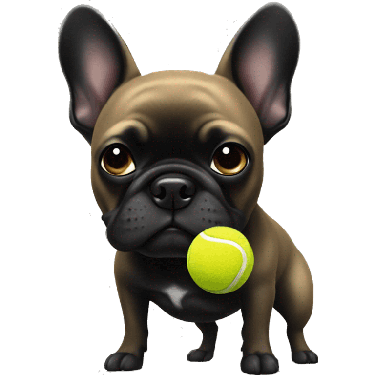 Black frenchie with tennis ball  emoji