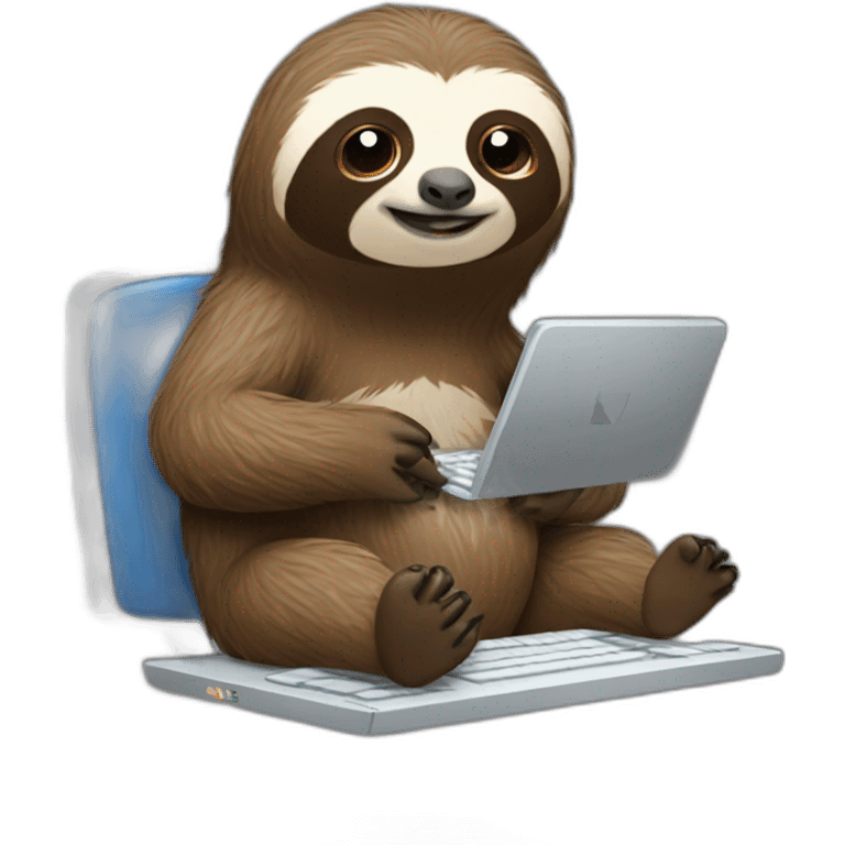 sloth working with computer emoji