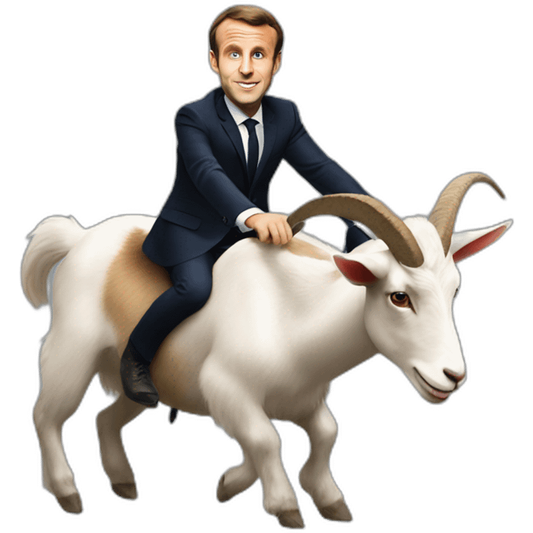 Emmanuel Macron riding a goat emoji