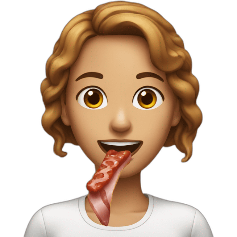 A girl eating a sosage emoji