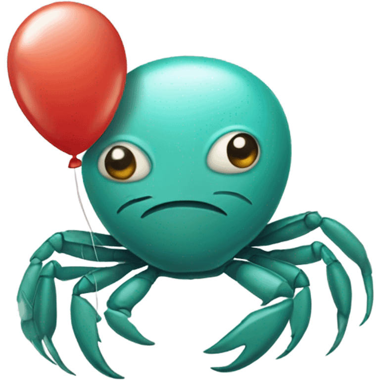 Crab holding a balloon emoji