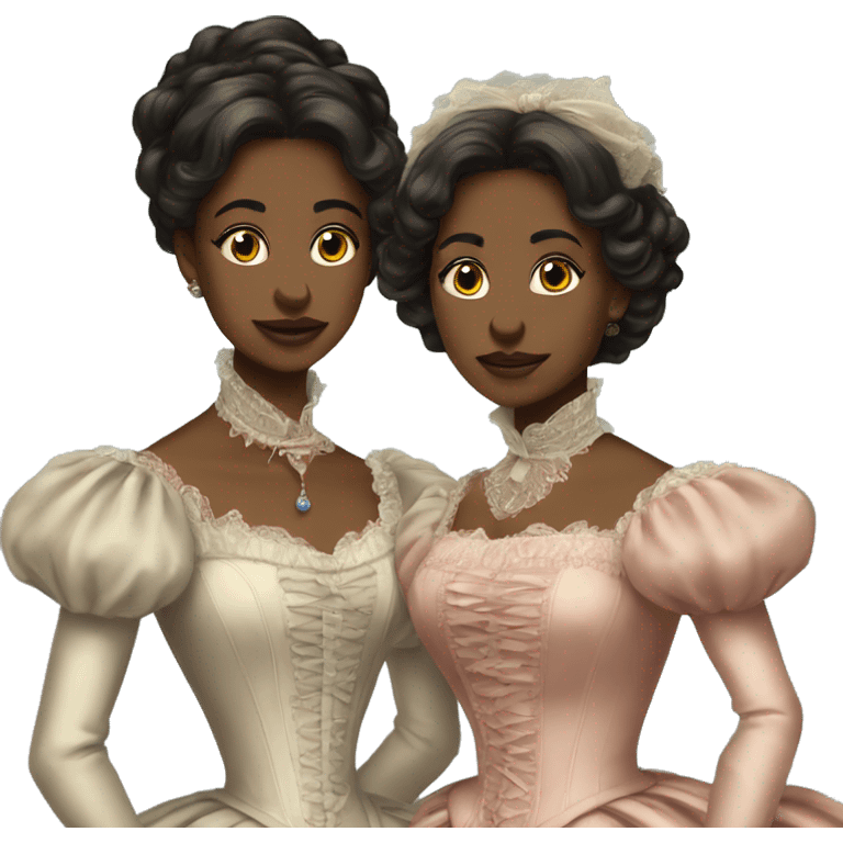 two women, aesthetic, victorian, full ball gowns emoji