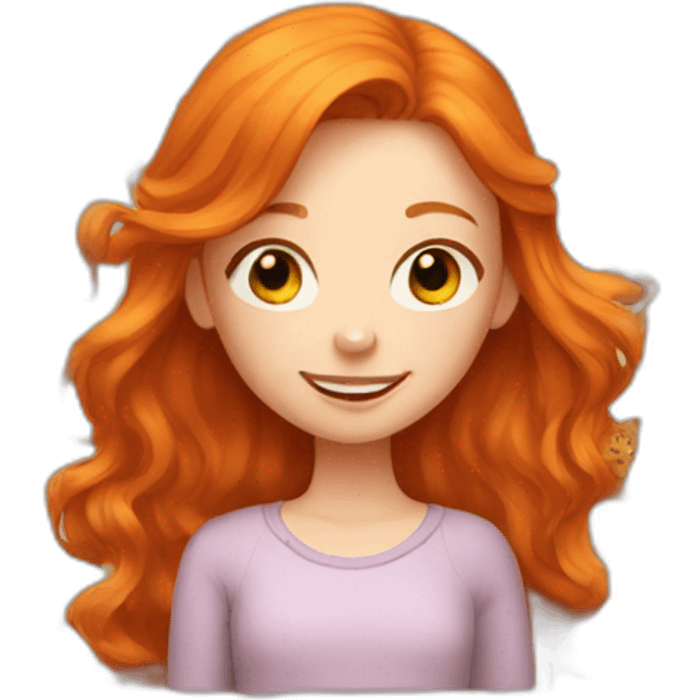 Ginger girl with cat emoji