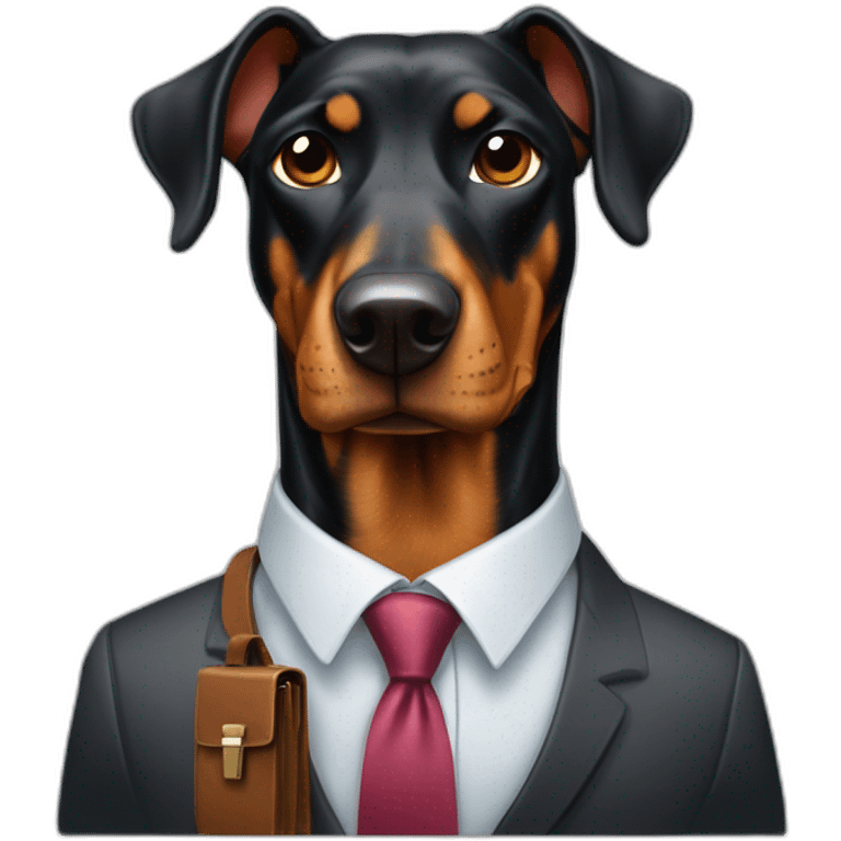 Doberdore dog (floppy ears) in tie and with briefcase  emoji