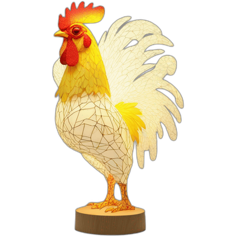 Rooster sculpture art lamp led fractal emoji