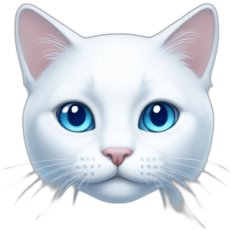 White cat with blue hair emoji