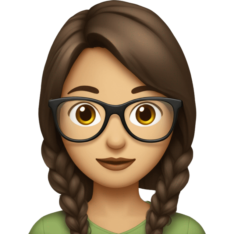 Fille brune au yeux verts avec des lunettes écailles marron emoji