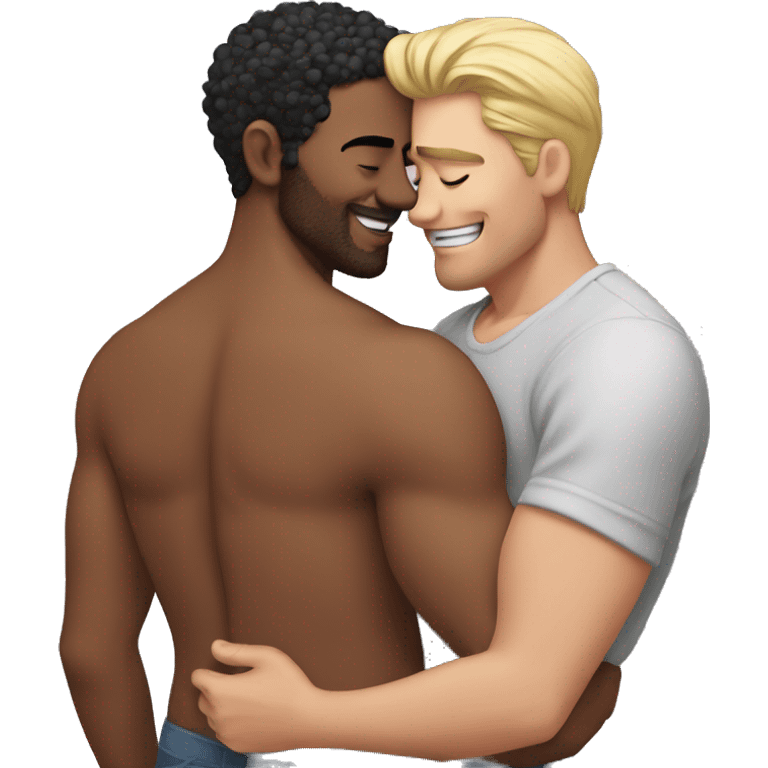 shirtless man hugging shirtless man emoji