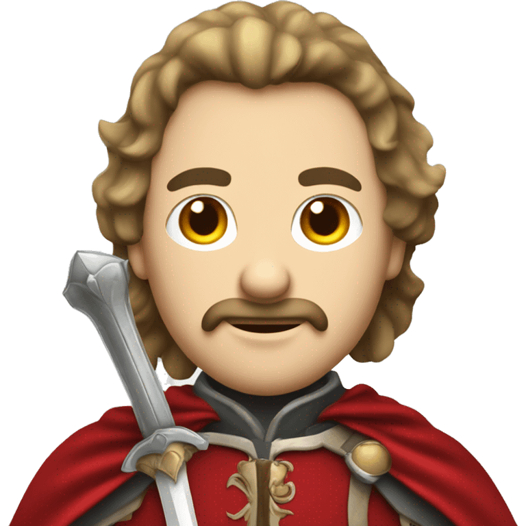 musketeer with red shoulder medieval cape and sword emoji