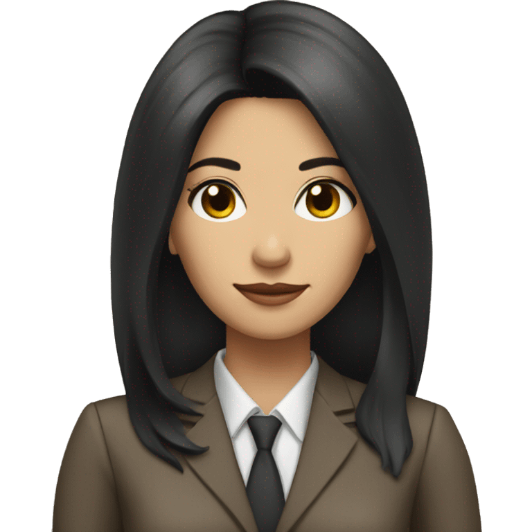 Female defense attorney with long black hair with brown suit emoji