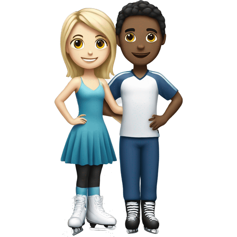 Figure skater girl with hockey player boy emoji