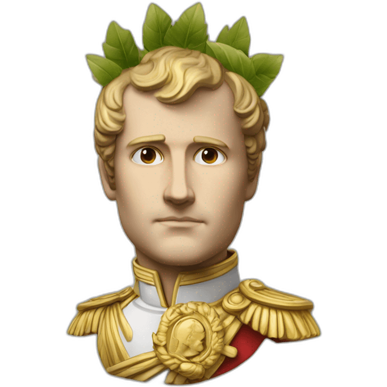 Laurel wreath on short hair serious napoleon bonaparte golden statue emoji