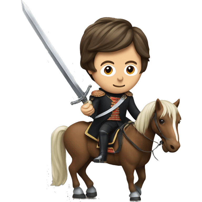 sir paul McCartney on a horse with a sword emoji