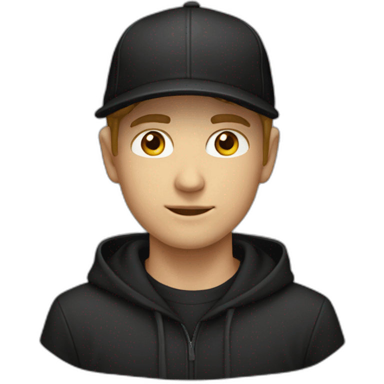 white boy black hoodies with a cap emoji