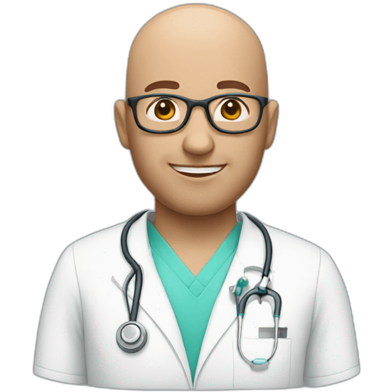 man nurse bald glasses emoji