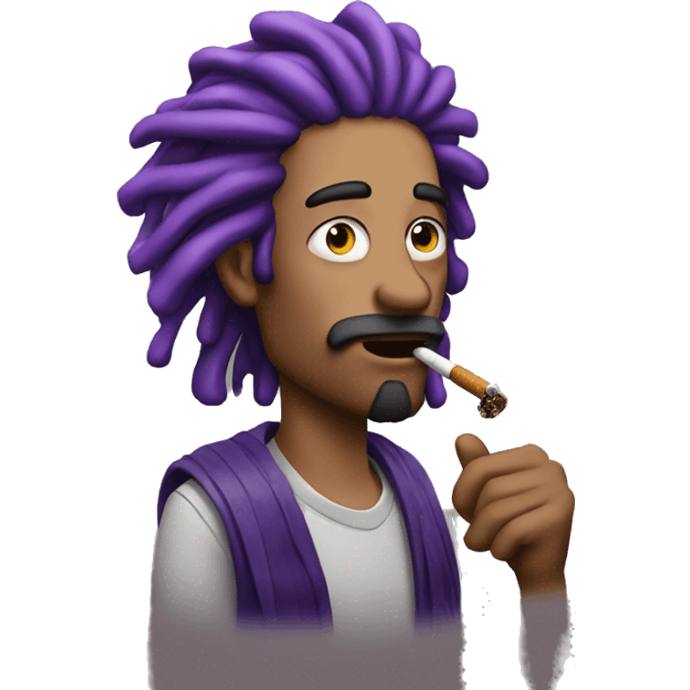 Man with purple dreadlocks smoking  emoji