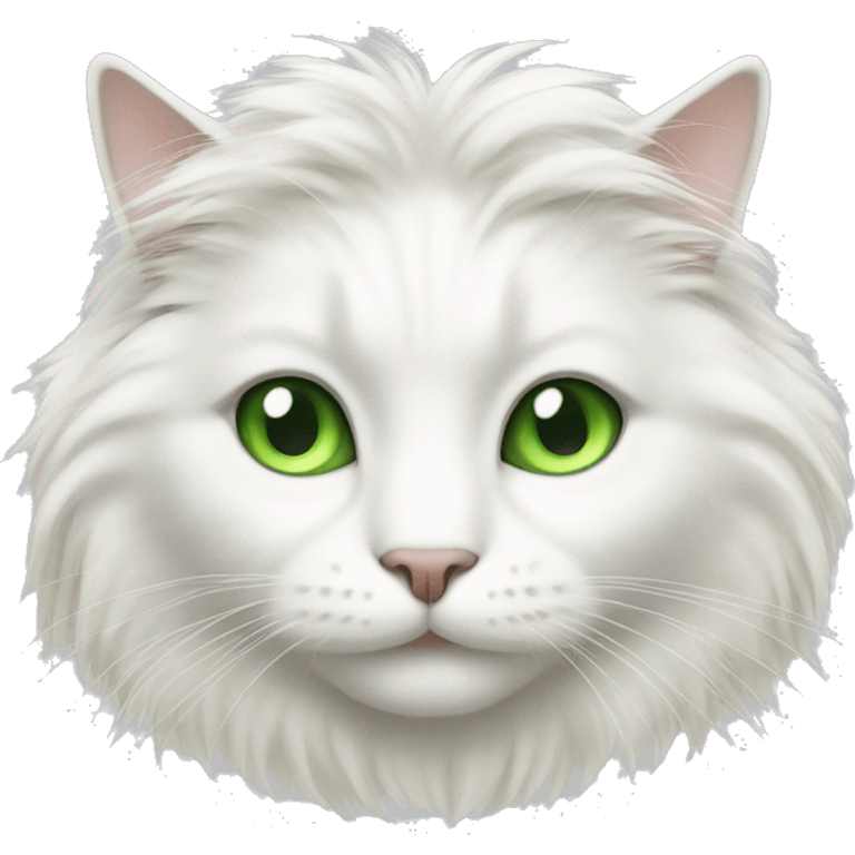 long haired white cat with green eyes emoji