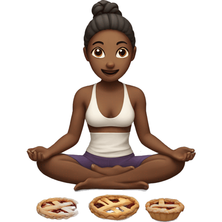 Yoga girl eating a pie emoji