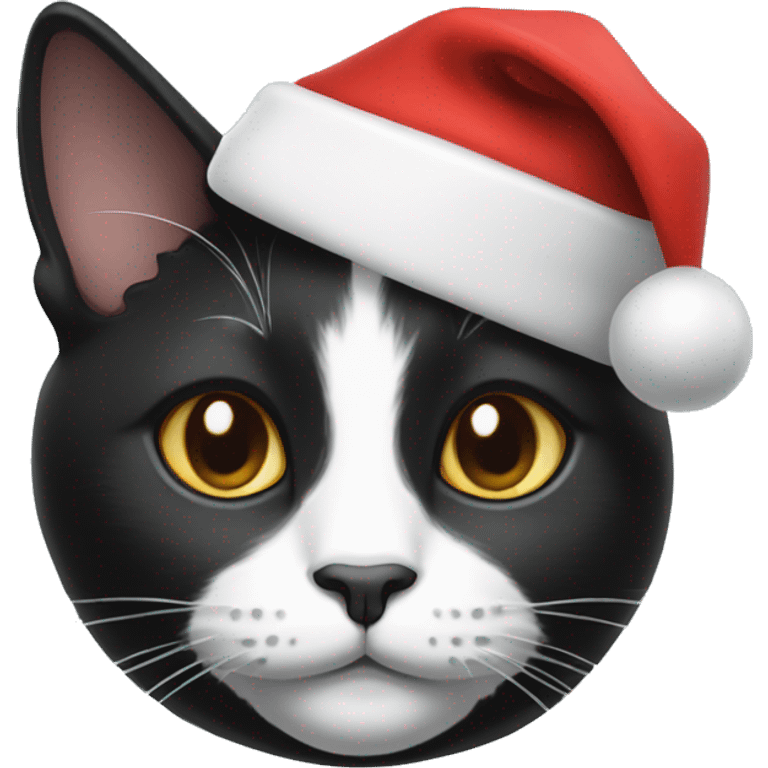 tuxedo cat with a santa hat emoji