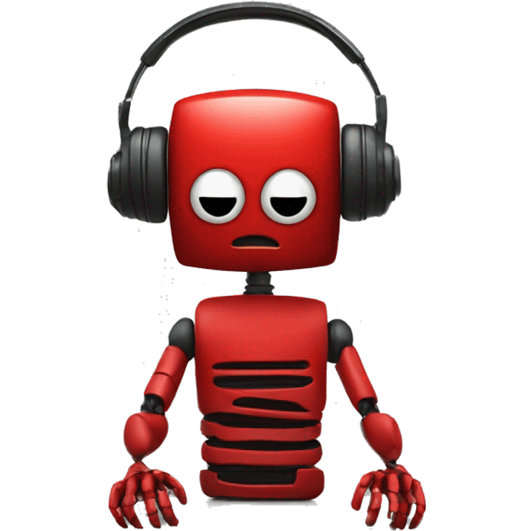 evil red robot listening to music on iPhone emoji