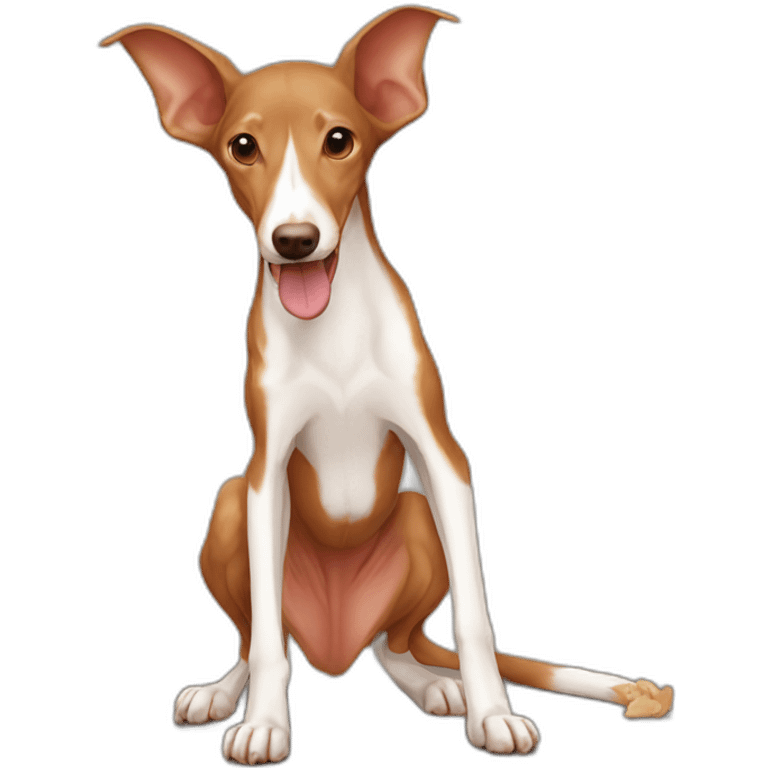 brown podenco eating emoji