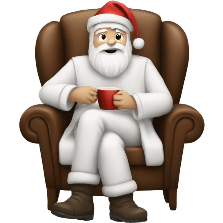 White Santa drinking coffee in chair  emoji