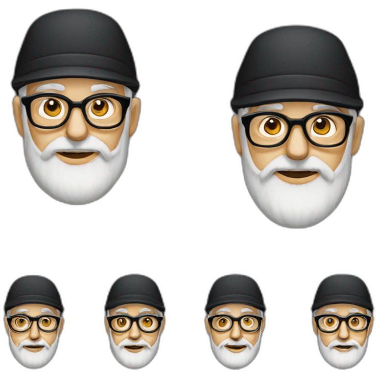 Old man,beard, black cap, glasses emoji