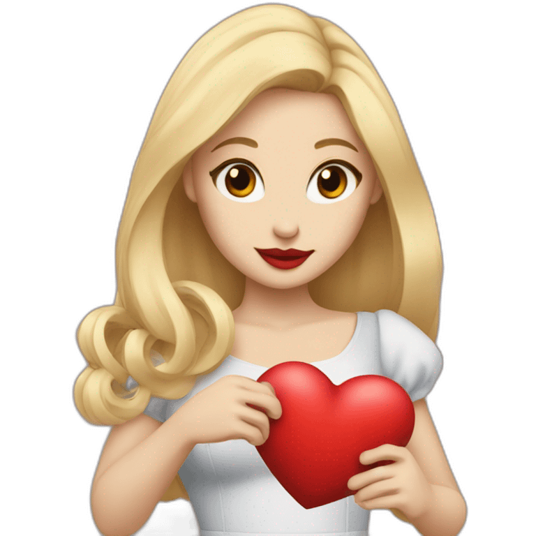 A female rabbit with blonde hair and big red lips, holding a heart emoji