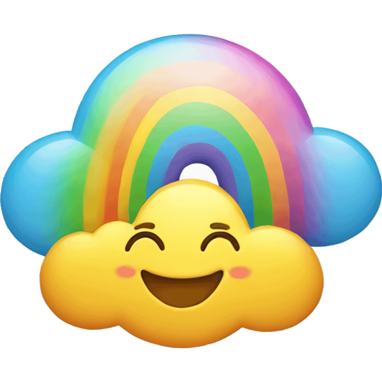 rainbow cloud smiling emoji emoji