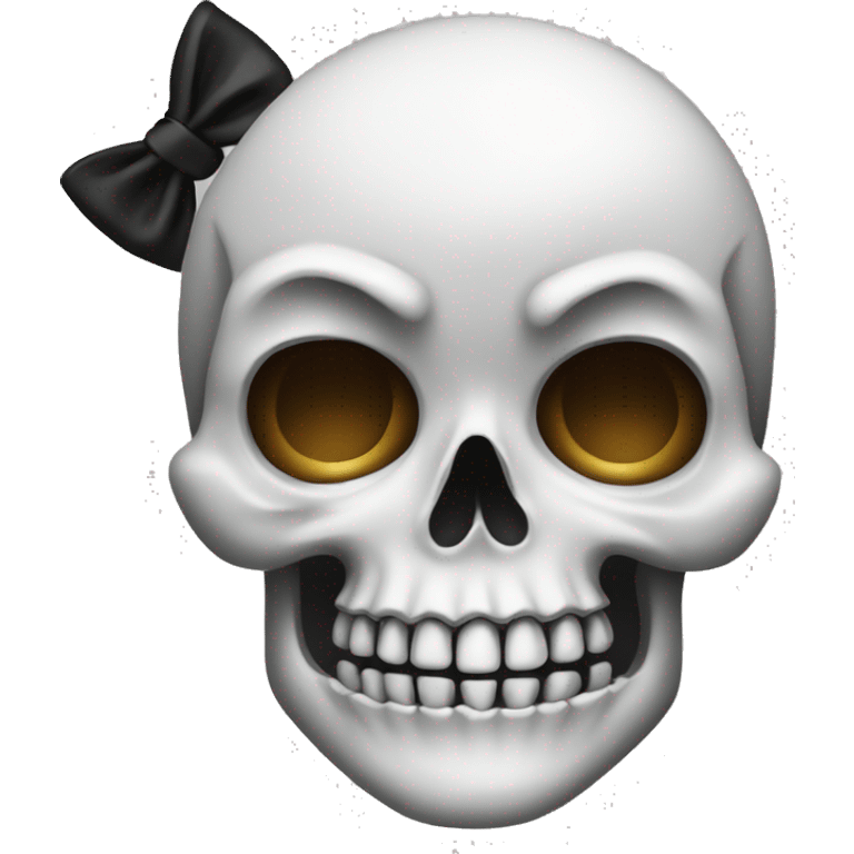 skull emoji with black bow emoji