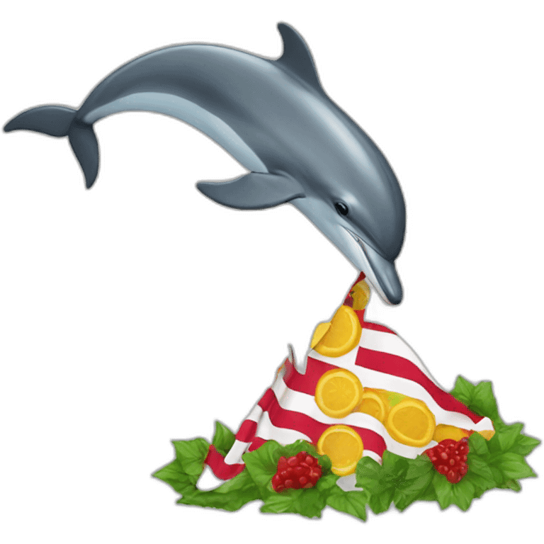 dolphin eating a flag emoji