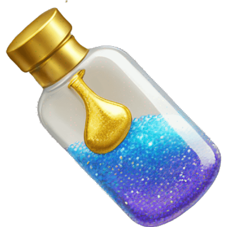 vial with gold and glitter liquid emoji