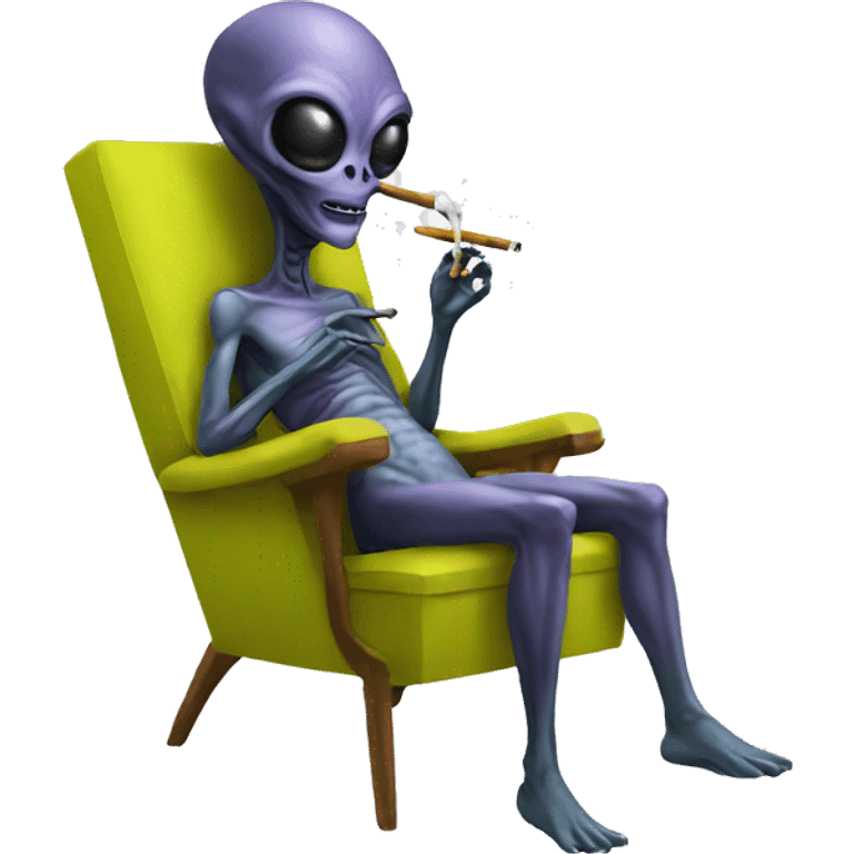 Alien smoking on chair emoji